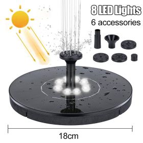 18/16/13cm Solar Water Fountain Colorful Fountain Floating Solar Powered Pool Pond Waterfall Fountain Pump Garden Outdoor Decor (Option: Color18cm white led)