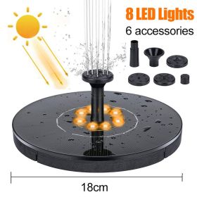 18/16/13cm Solar Water Fountain Colorful Fountain Floating Solar Powered Pool Pond Waterfall Fountain Pump Garden Outdoor Decor (Option: Color18cm warm led)