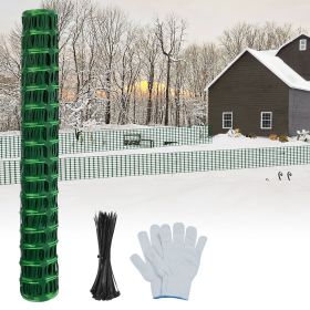 Safety Fence 4'x100' with 100 Zip Ties, Plastic Mesh Fencing Roll, Temporary Reusable Netting for Snow Fence, Garden, Construction and Animal Barrier (Option: ColorGreen)