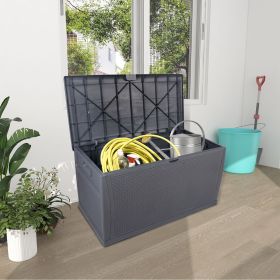 120gal 460L Outdoor Garden Plastic Storage Deck Box Chest Tools Cushions Toys Lockable Seat Waterproof (Option: ColorGrey)