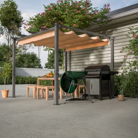 10' x 10' Aluminum Patio Pergola with Retractable Pergola Canopy, Backyard Shade Shelter for Porch, Outdoor Party, Garden, Grill Gazebo, Khaki (Option: Coloras Pic)