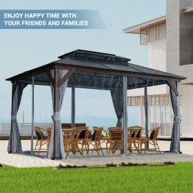 10x13FT Gazebos-Double Roof Sunshade (Wooden Legs)- kk outdoor (Option: Size10*13FT)