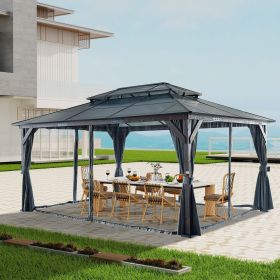 10x13FT Gazebos-Double Roof Sunshade (Wooden Legs)- kk outdoor (Option: Size12*16FT)