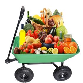 Folding car Poly Garden dump truck with steel frame, 10 inches. Pneumatic tire, 300 lb capacity body 55L Green (Option: ColorGrass Green)