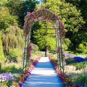 7.5 Feet Garden Arch Trellis with PE Coated Metal Structure (Option: Colorblack)