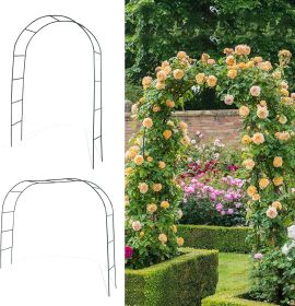 Black Garden Arch Arbors, Trellis for Climbing Plants Outdoor 6-8ft, Two Way Assemble Wedding Decoration Metal Arch (Option: Colorblack)
