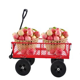 Tools cart Wagon Cart Garden cart trucks make it easier to transport firewood (Option: colourred)