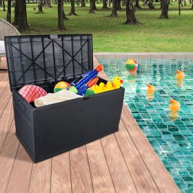 120gal 460L Outdoor Garden Plastic Storage Deck Box Chest Tools Cushions Toys Lockable Seat Waterproof (Option: Colorblack)