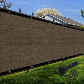 Artpuch Privacy Fence Screen Brown Customized Outdoor Mesh Panels for Backyard, Balcony,Patio,Construction Site with Zip Ties (Color: Brown, size: 6x93 ft)