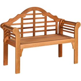 49 Inch Eucalyptus Wood Outdoor Folding Bench with Backrest Armrest for Patio Garden (Option: ColorEucalyptus wood)